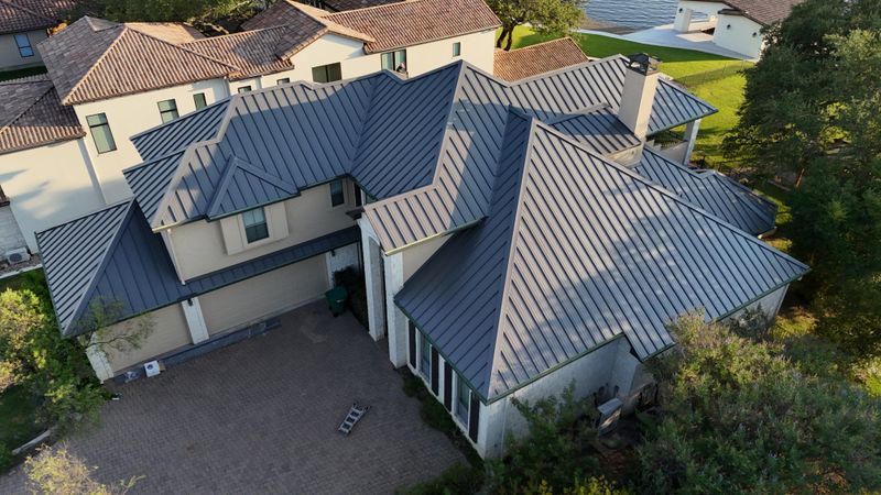 Standing seam metal roof installed on a Central Texas home