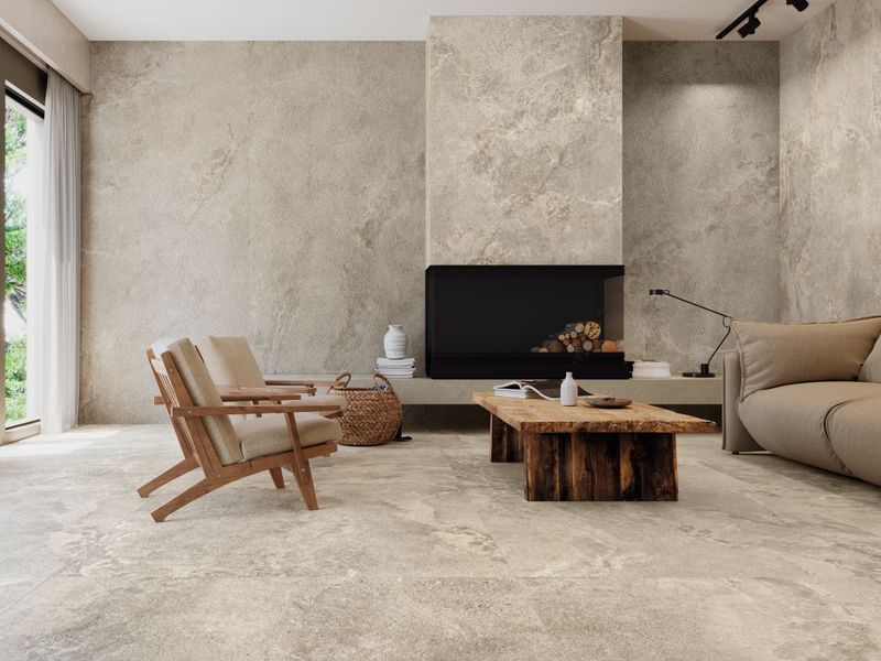 Wall tile wood look japandi design