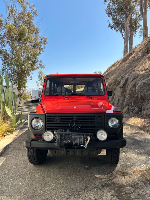 Red classic Mercedes G-Wagon after detail