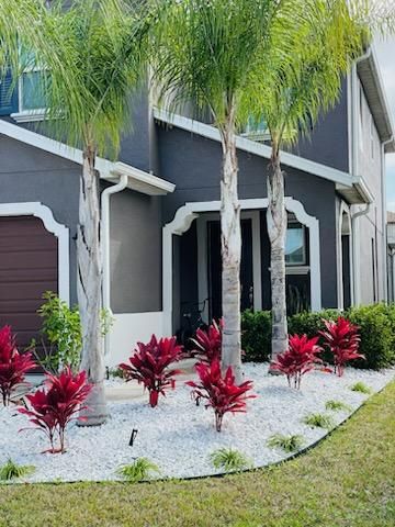 Elegant Border Transformation with Marble Rocks and Exquisite Flora in Wesley Chapel, FL