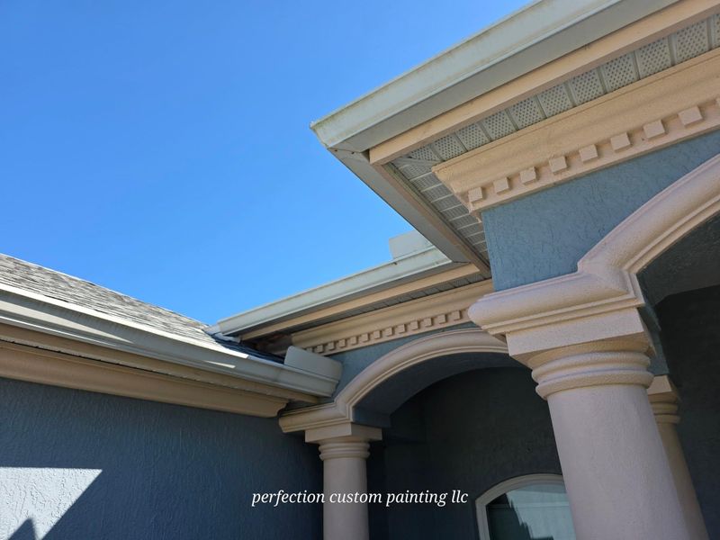 Fine finish spray paint soffit and gutters ,facia