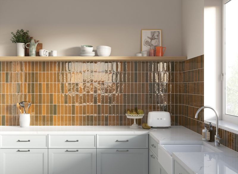Wall tile wood look japandi design