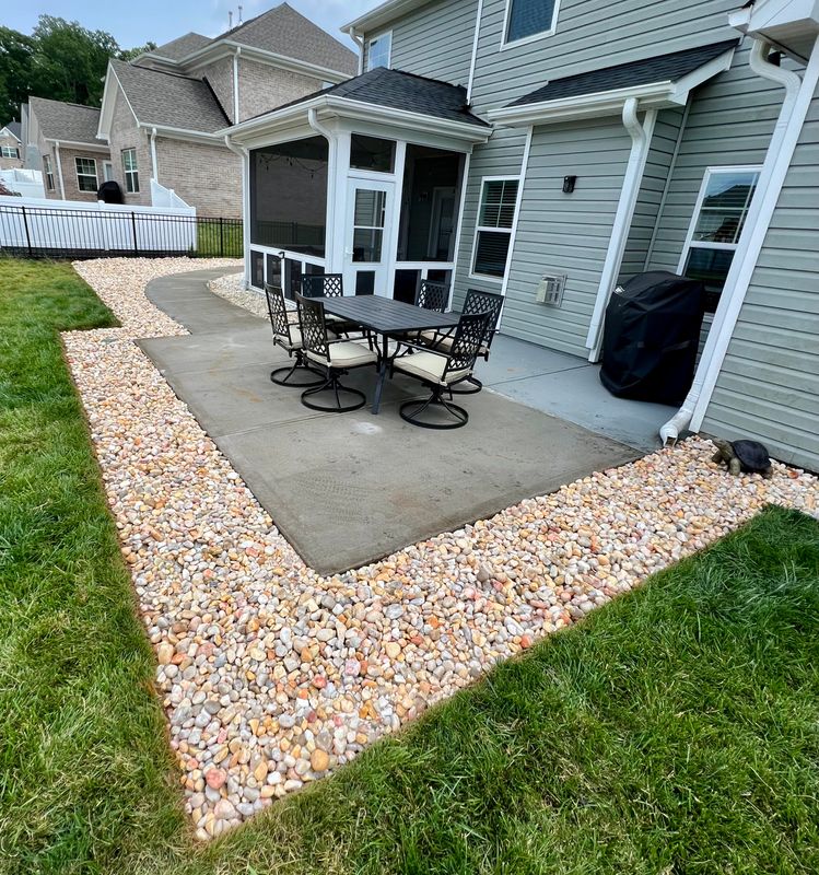 Mulch, River Rock and Pine Needle Installations