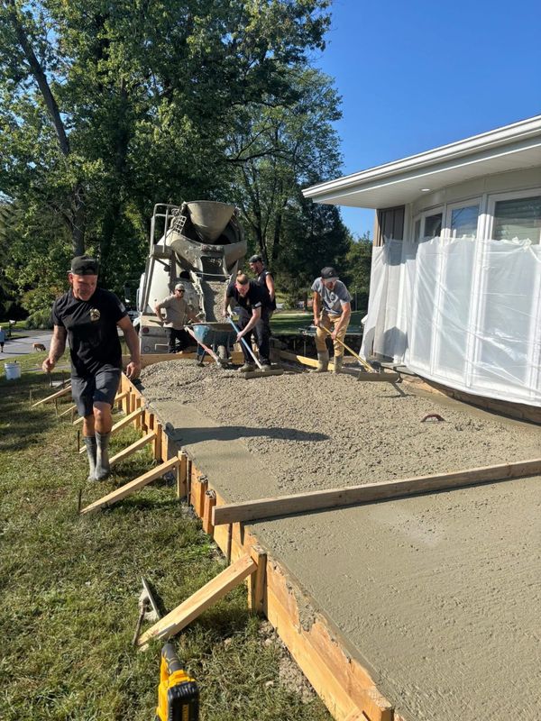 Concrete driveways, patios, and garage floors