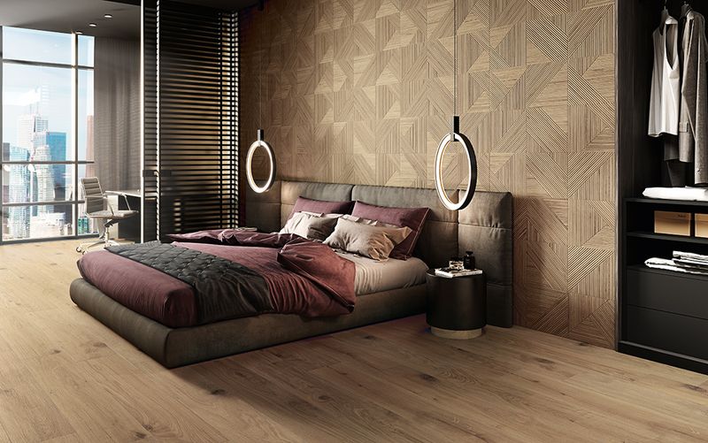 Wall tile wood look japandi design