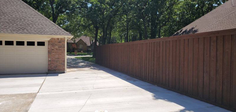 Custom Stained 6-Foot Board-on-Board Cedar Privacy Fence Installation | Keller Texas