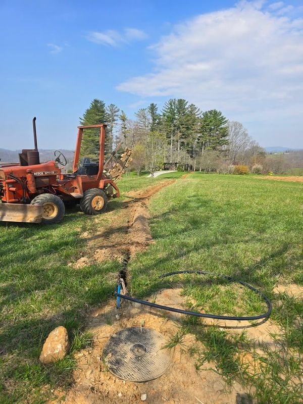 Water line and underground electrical installation