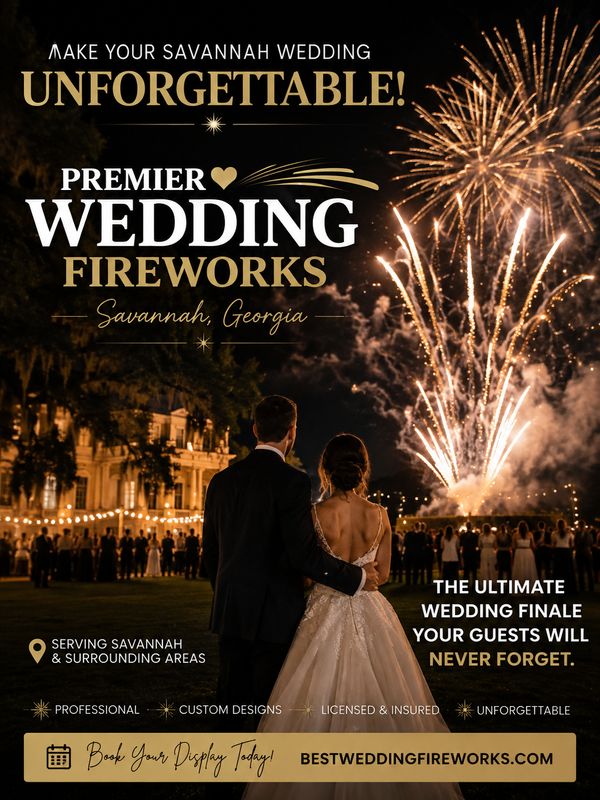 Wedding Fireworks in Savannah, Georgia
