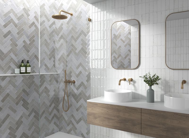 Wall tile wood look japandi design