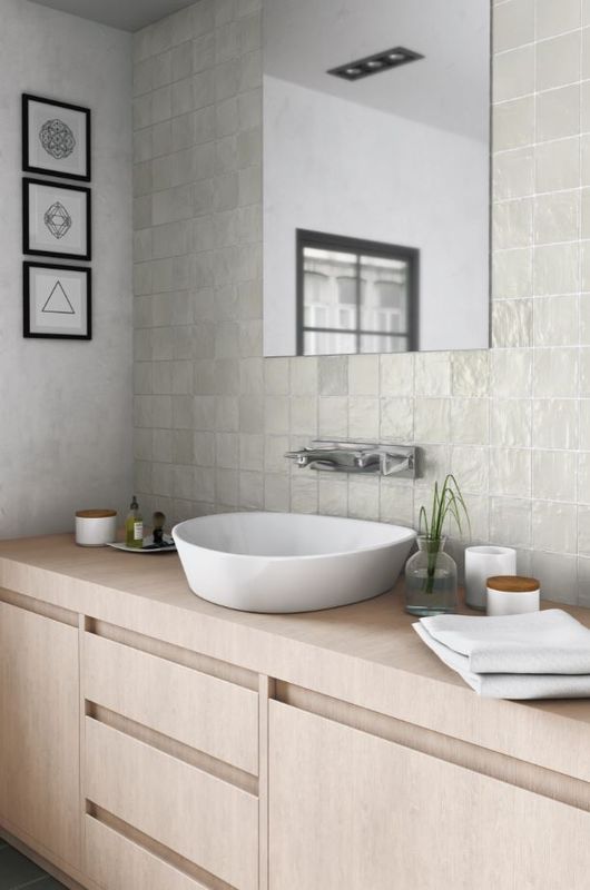 Wall tile wood look japandi design