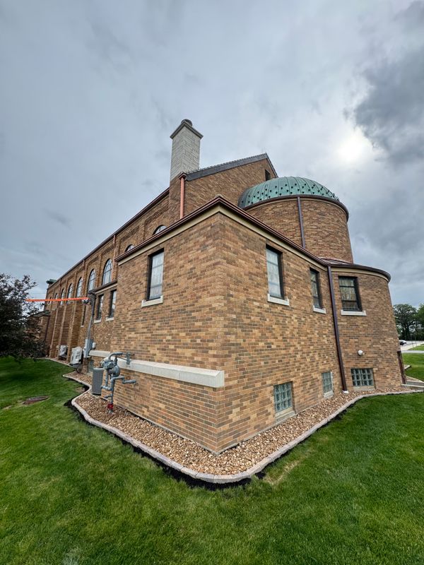 Landscape Rock and Paver Edging at Holy Name Church in Cedar Lake