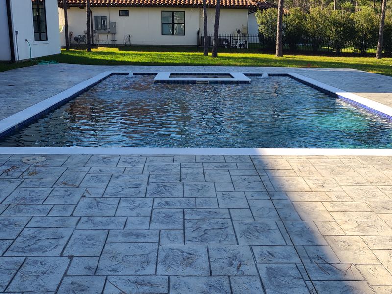 Pool Stamped Concrete and Pavers