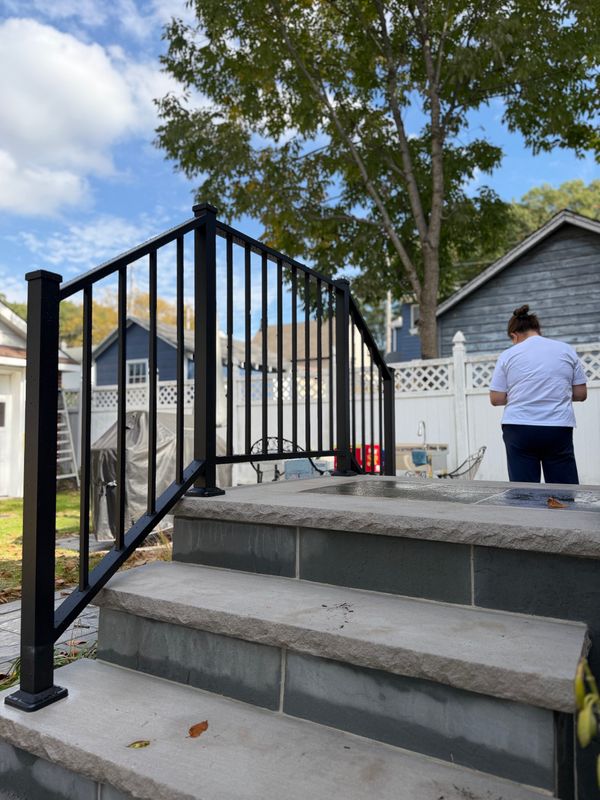 Elegant Bluestone Steps and Vinyl Fence Transformation in Dumont, NJ