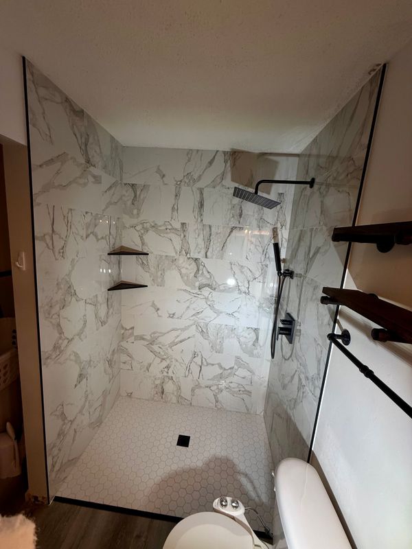 Luxurious Zero-Entry Shower by Berge Tile Company