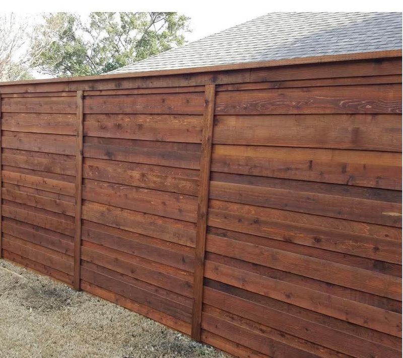 Modern horizontal wood fence design