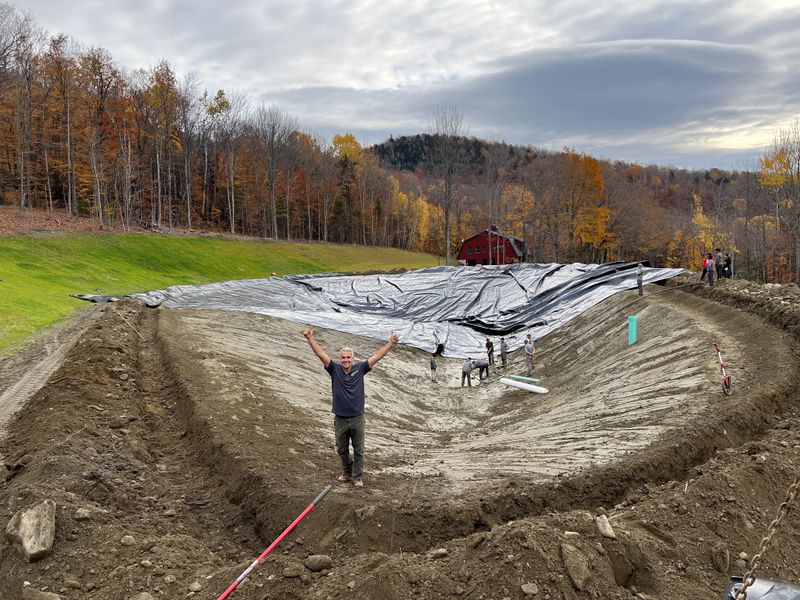 Carving a Pond into a Mountain Side