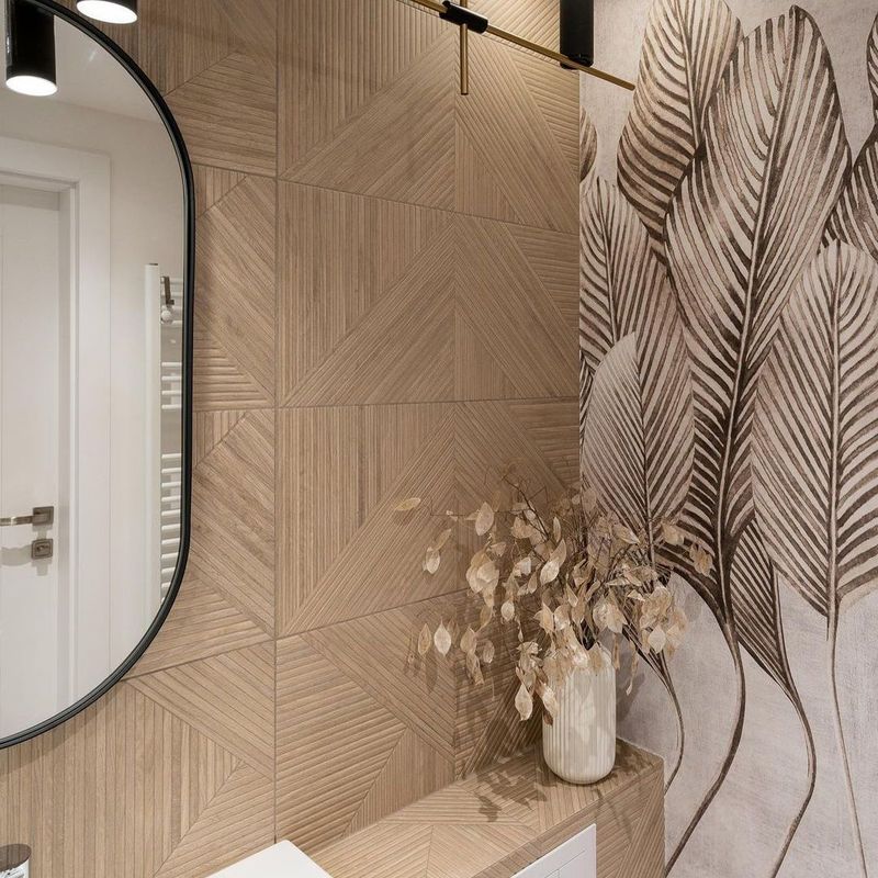 Wall tile wood look japandi design