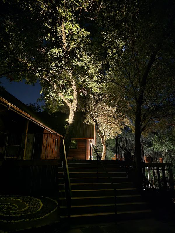Enchanting Nightscape: Green Pastures Lawn Care's Lighting Transformation