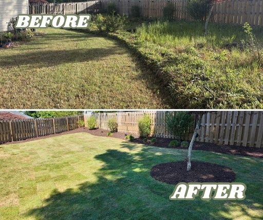 Backyard before and after new sod