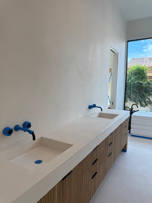White micro cement shower walls