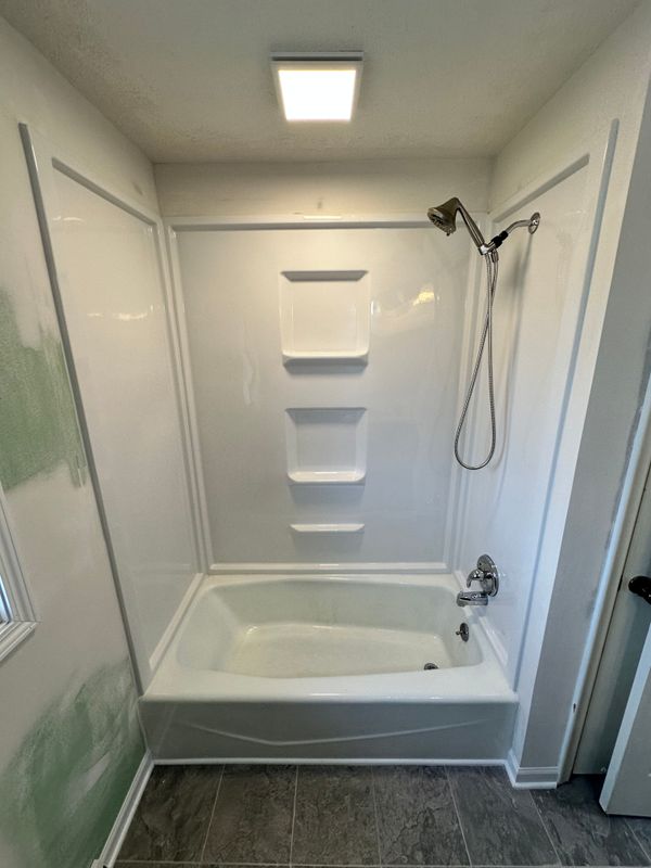Bathroom Remodel Finish-Out With New Shower Surround and Vanity