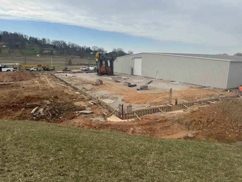 Forms set for a warehouse addition slab