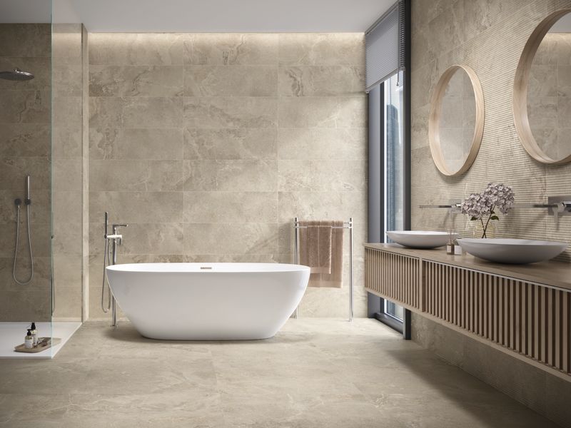 Wall tile wood look japandi design