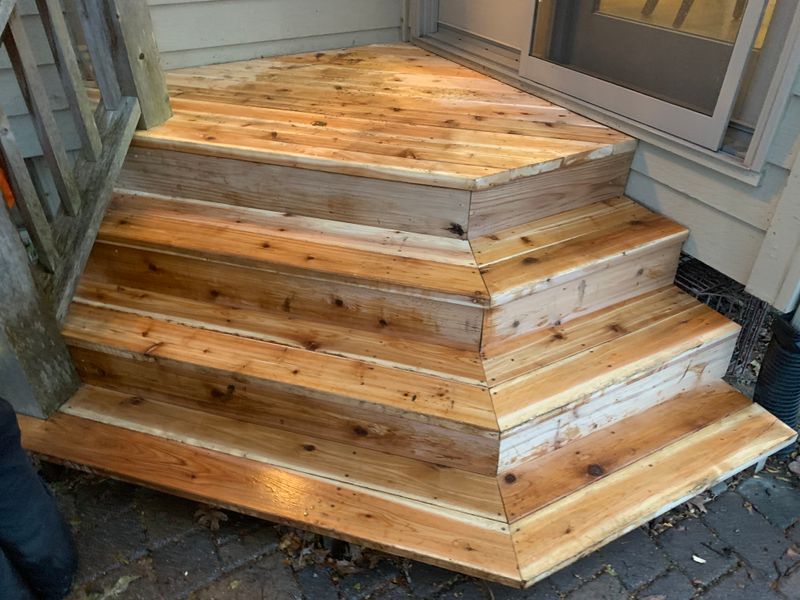 Back Door Stair Rebuild with New Cedar Decking and Risers