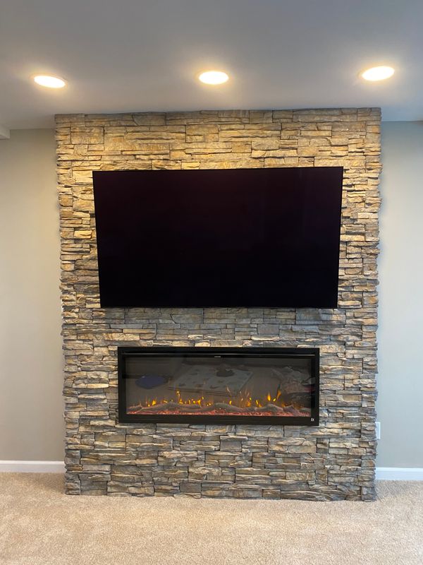 Accent wall with fireplace