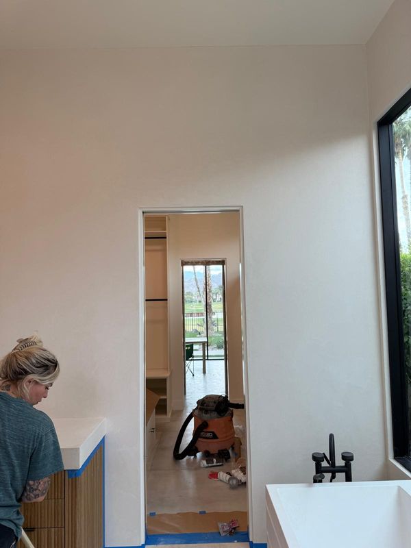 White micro cement shower walls