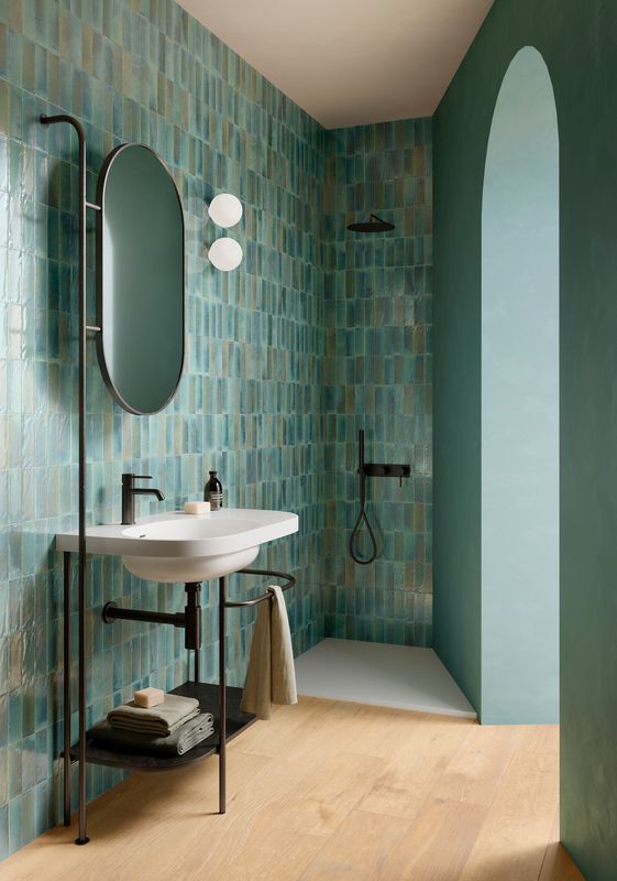 Wall tile wood look japandi design