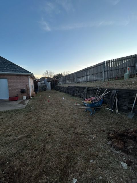 Remove old railroad ties replace with new sandstone