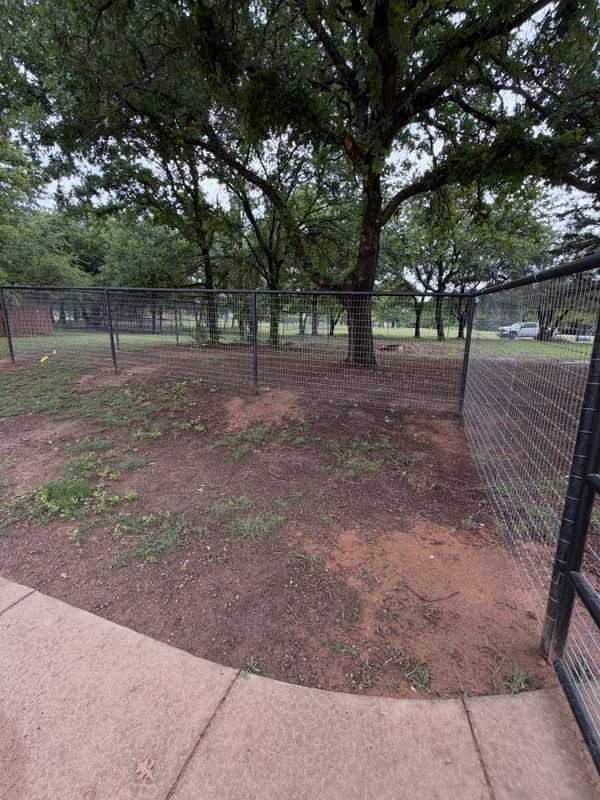 Wire fence line and steel posts running along a Texas property boundary