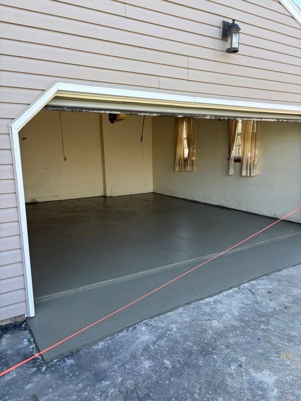 Concrete driveways, patios, and garage floors