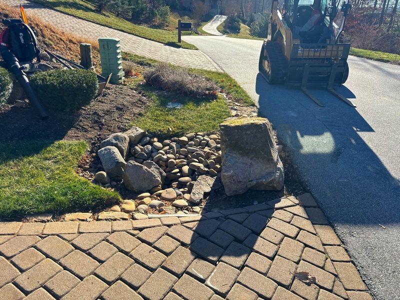 Planting, irrigation, yard features and mulch