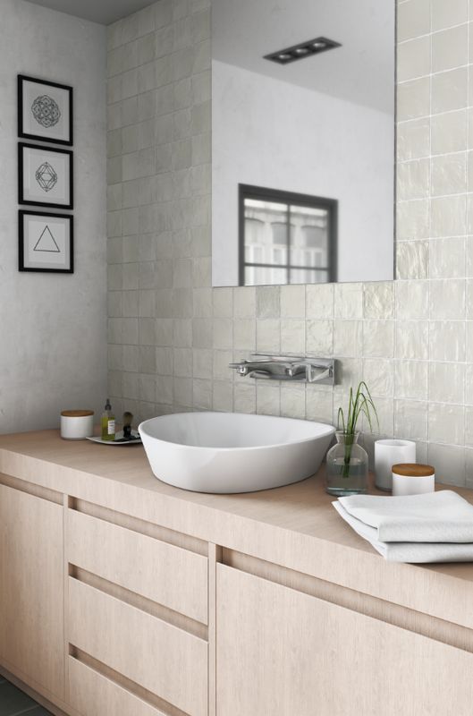 Wall tile wood look japandi design