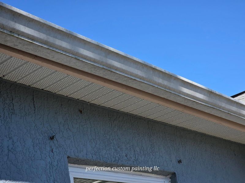 Fine finish spray paint soffit and gutters ,facia
