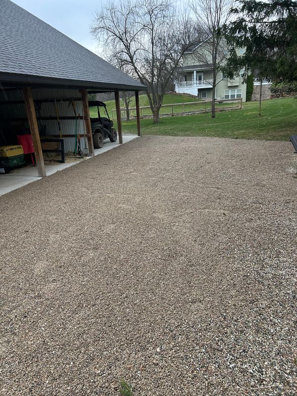 Fresh Pea Stone Driveway and a Trailer Loaded for the Next One