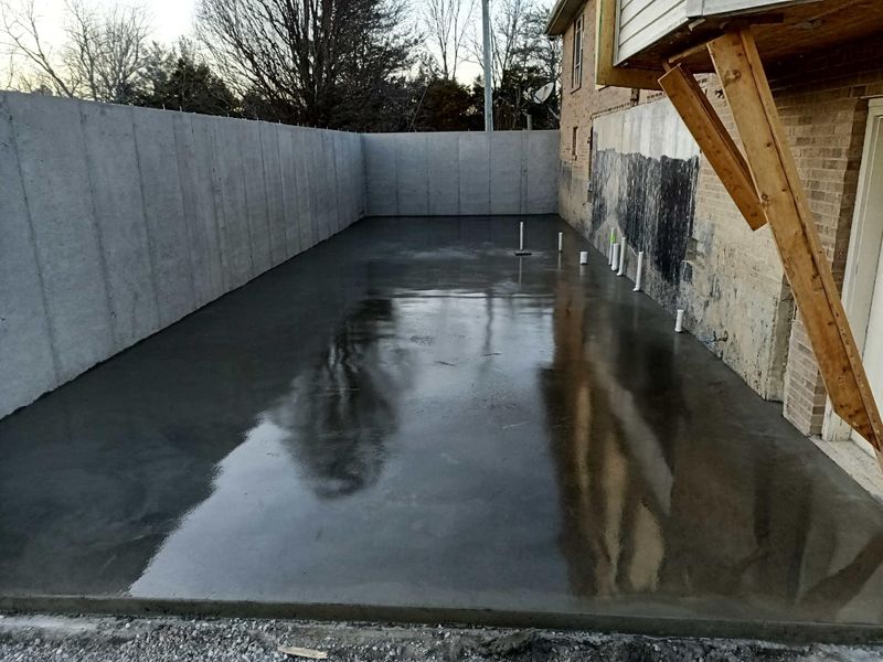 Poured basement walls and floor slab