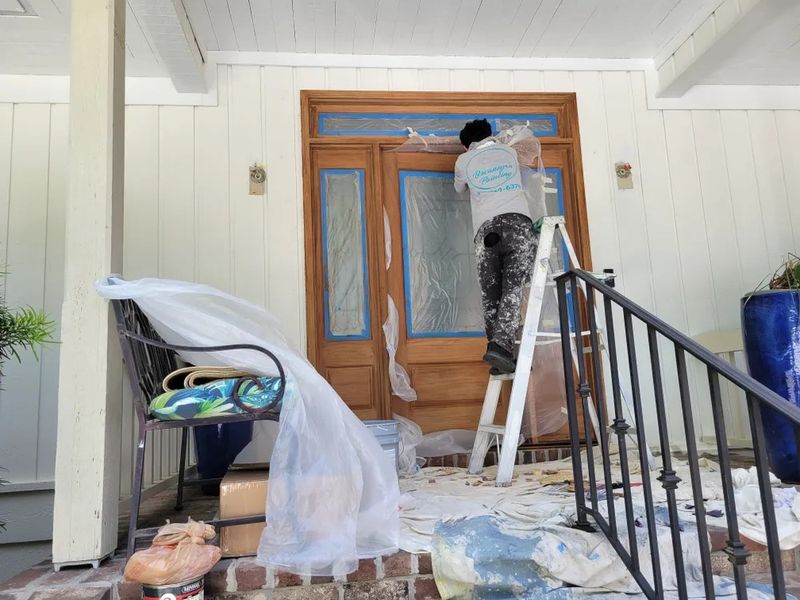 Front doors re-stain 