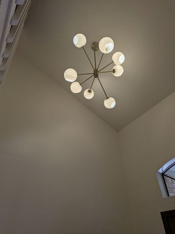 High Ceiling Chandelier Installation