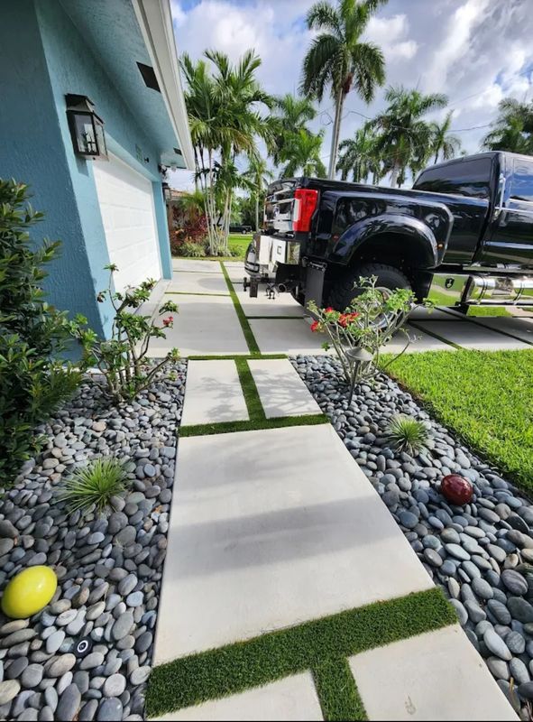 Concrete Squares with Faux Grass or Rocks
