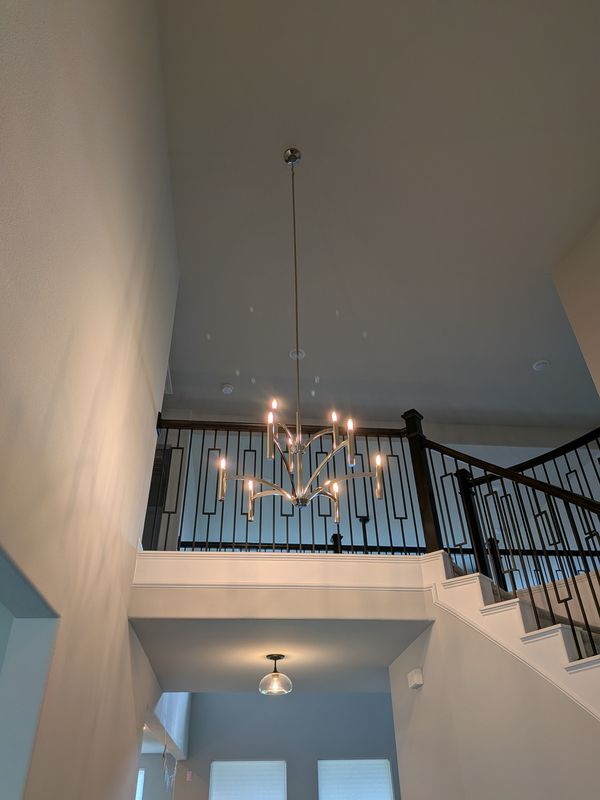 High Ceiling Chandelier Installation