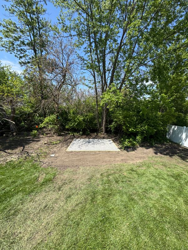 Shed Pad Prep with Land Clearing and Drainage in Crown Point