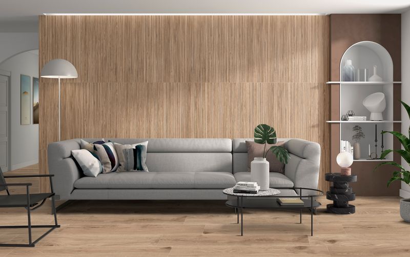 Wall tile wood look japandi design