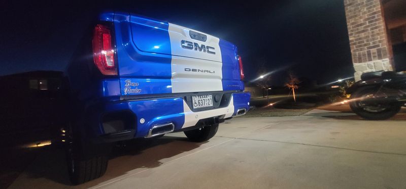 Blue and white GMC