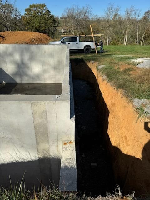 Poured concrete foundation walls for a house