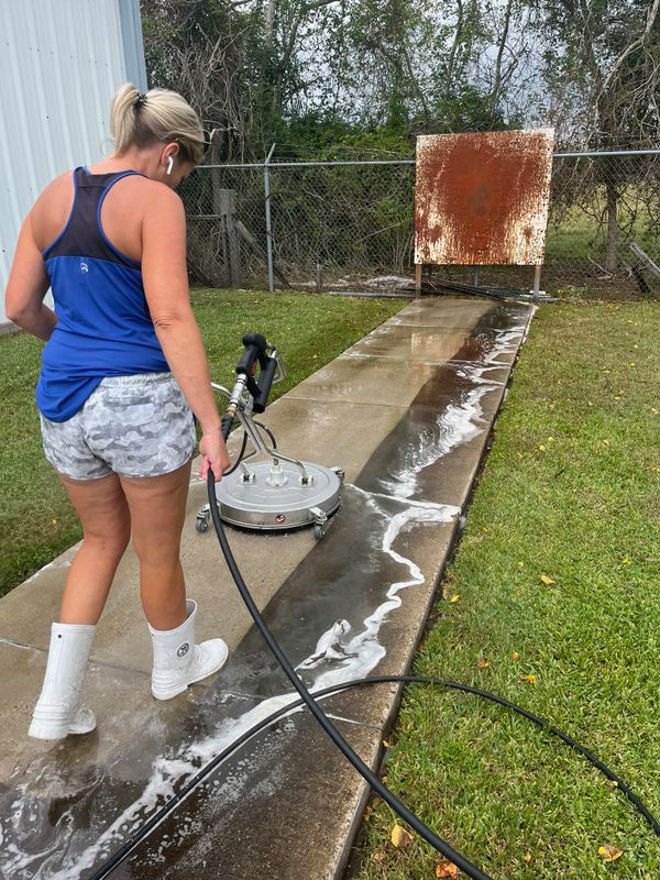 Pressure washing and soft washing