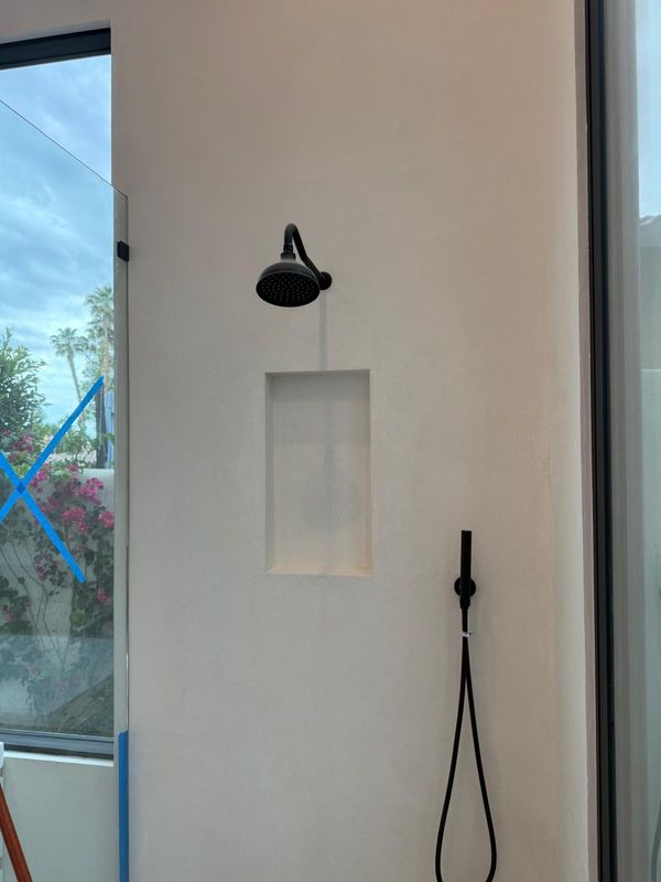 White micro cement shower walls