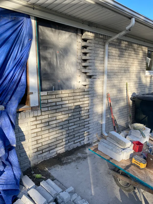 Exterior white brick masonry work